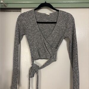 Garage Heather Gray Wrap Blouse